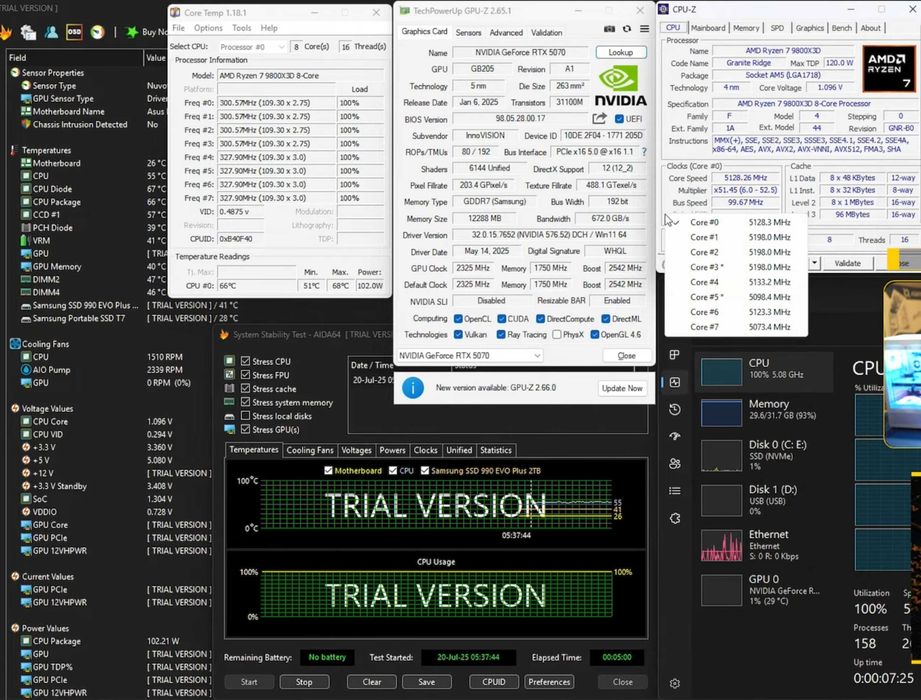 PC Ryzen 7 9800x3D, 32Gb, SSD 2Tb, RTX 5070