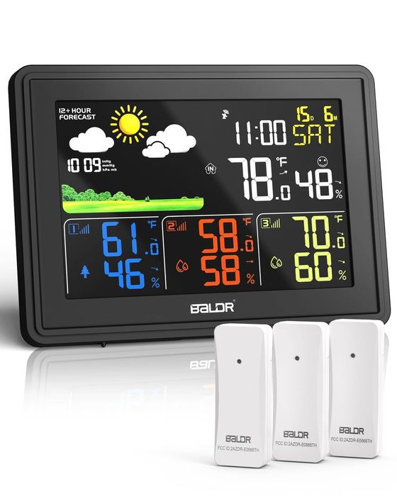 Stație meteo wireless BALDR cu ceas și 3 senzori exteriori