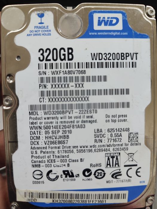 Жеский  для ноутбука  320gb