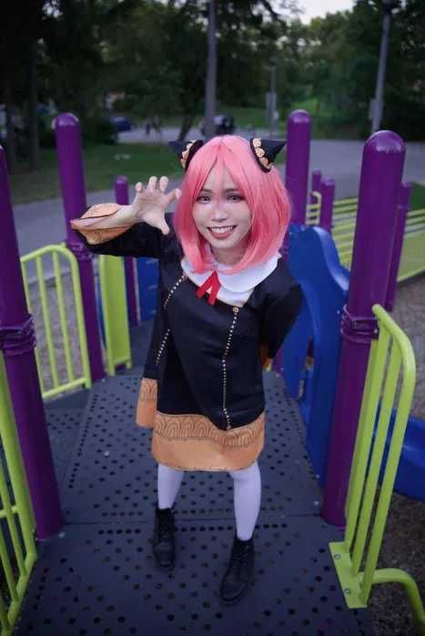 Аниме къса розова перука Anya Forger Cosplay