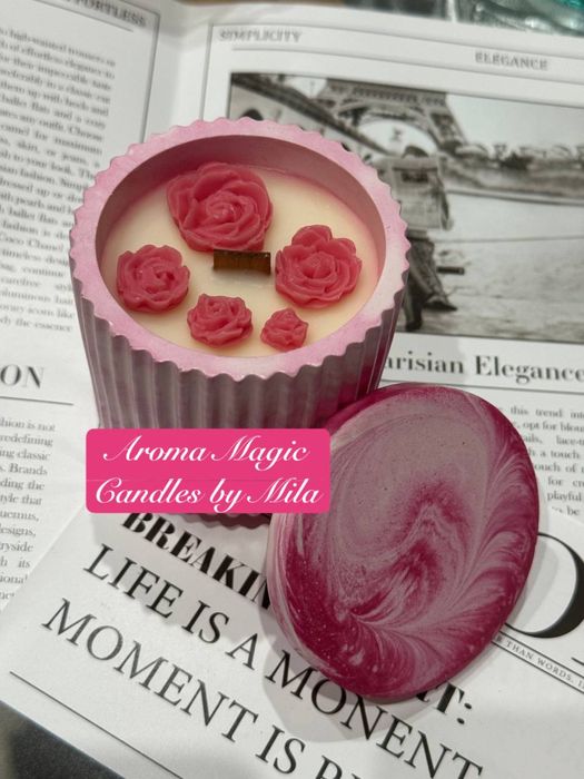 Свечи Aroma magic с декором в гипсовом подсвечнике