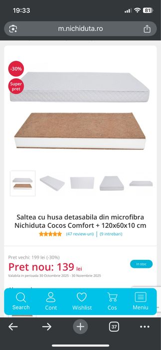 Vand tarc / patut pliabil Chipolino Bella Macadamia, saltea cocos