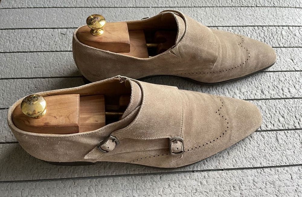 Pantofi Double Monk Strap Piele intoarsa Nr 43