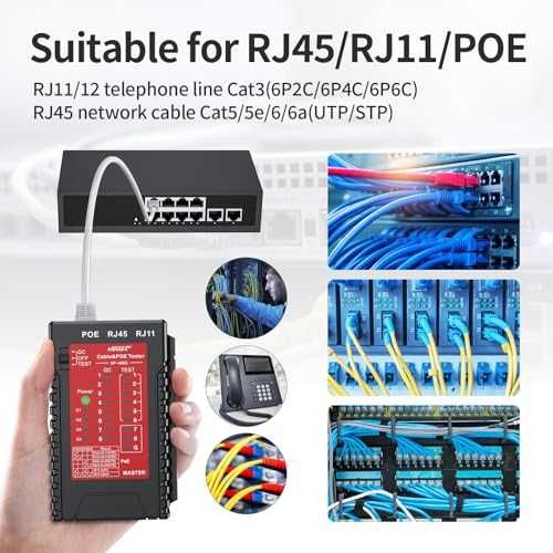 Нов Тестер за мрежови кабели NOYAFA NF-468S, LAN, PoE, RJ45 Ethernet
