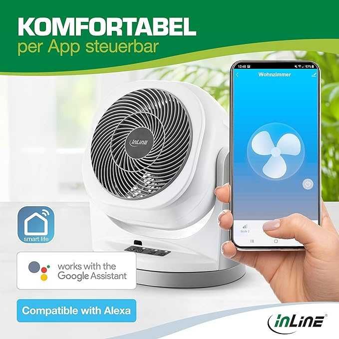 Ventilator de birou  InLine. SmartHome Comanda vocala