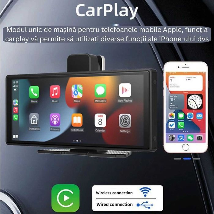 Sistem DVR auto cu ecran tactil 10.26 inch, CarPlay, recorder dual