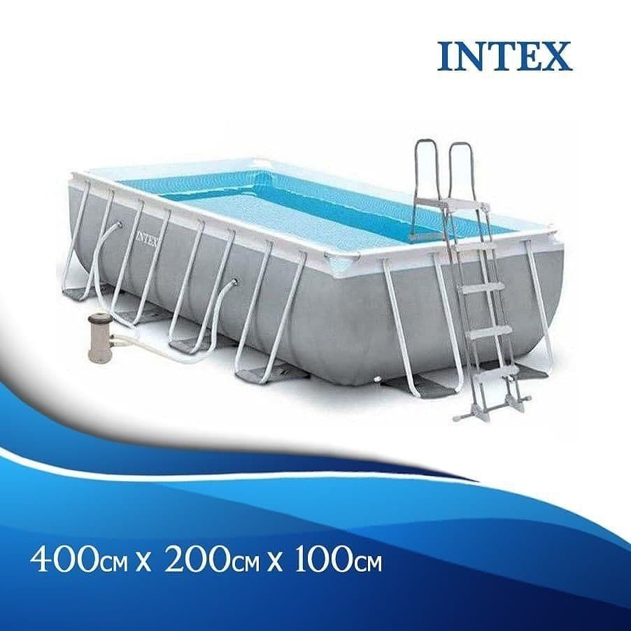 Каркасный бассейн 400×200×100 INTEX прямоугольный басейн стойка басейн
