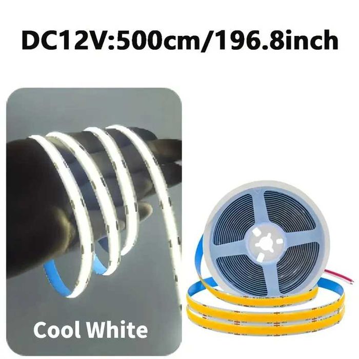 Banda LED COB 12V Lumina ALBA / 5m