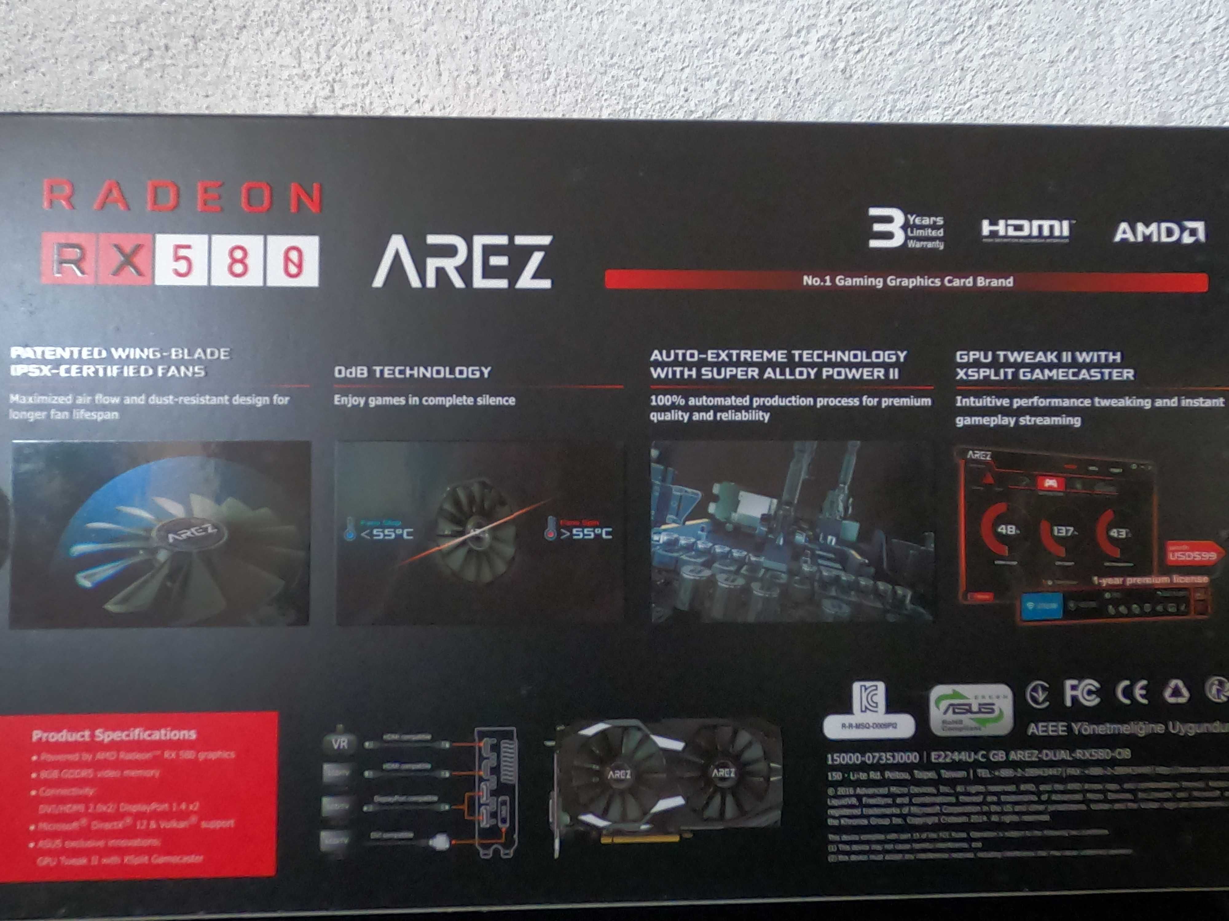 Placa video Asus Radeon RX580 OC, 8GB GDDR5, 252-bit