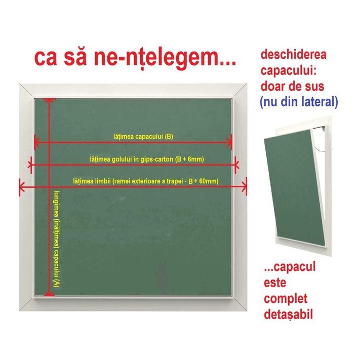 Trapa (usa clapeta) vizitare (revizie acces) perete tavan rigips knauf