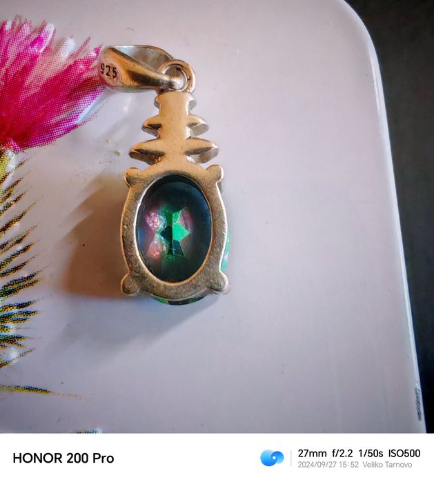 Висулка бижу 925 сребро с виолетовосинкав фасетиран топаз 3,7 карата