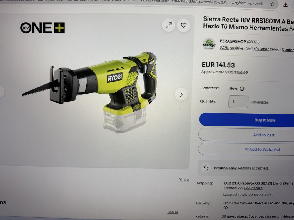 Ryobi-Fierăstrău sabie 18V ONE+™