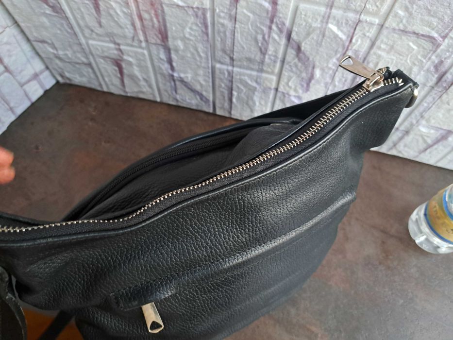 дамска чанта,малка черна кожена торба-естествена кожа