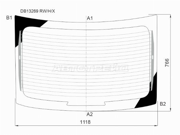 Стекло заднее Цвет зеленый Обогрев      Chevrolet Onix