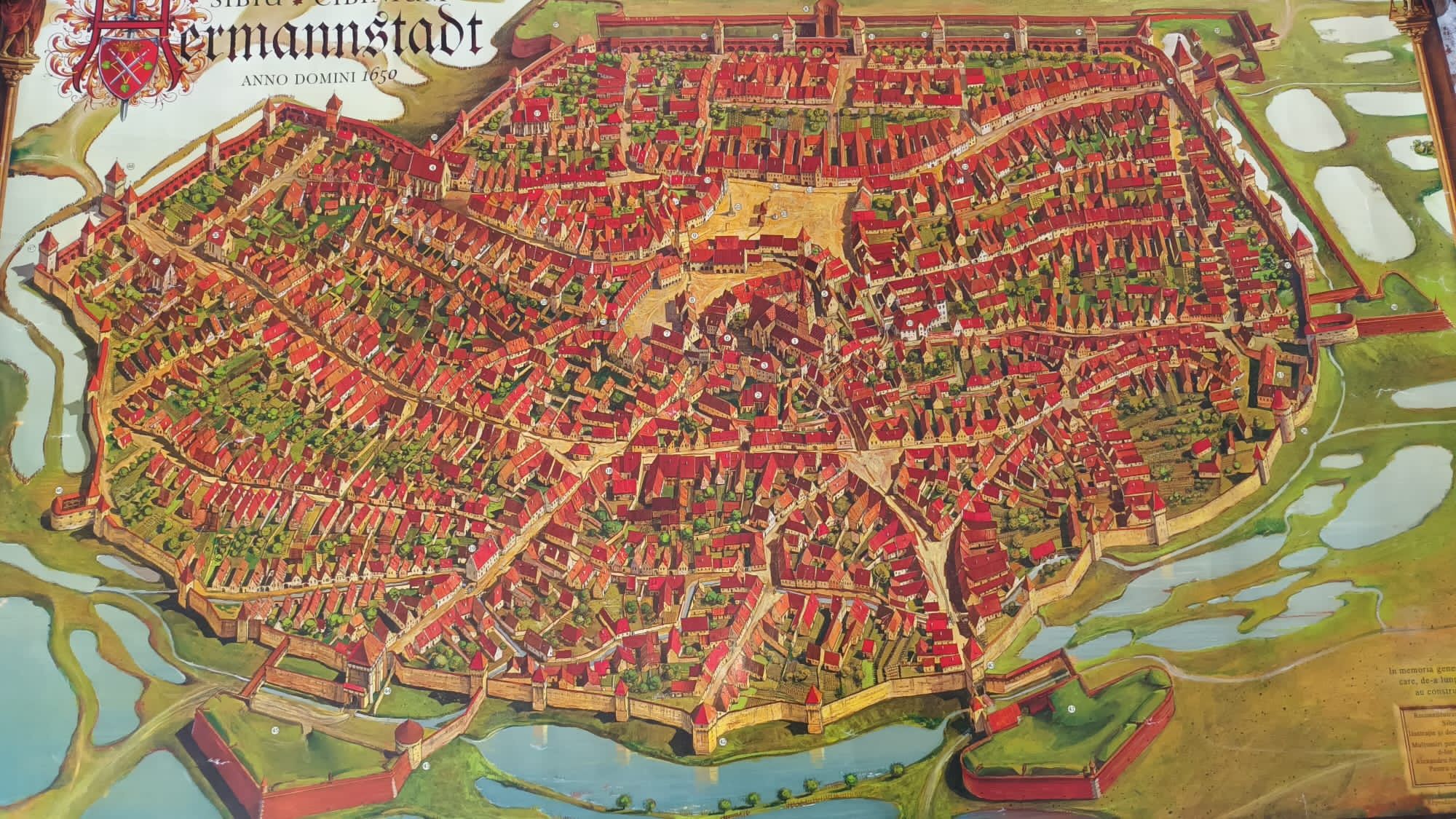 Harta anul 1650 Hermannstadt, Sibiu - Cibinium