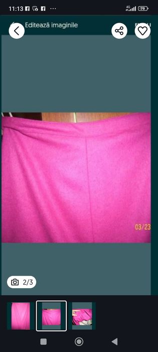 Fustă stofa ciclamen nouă 75 cm talia