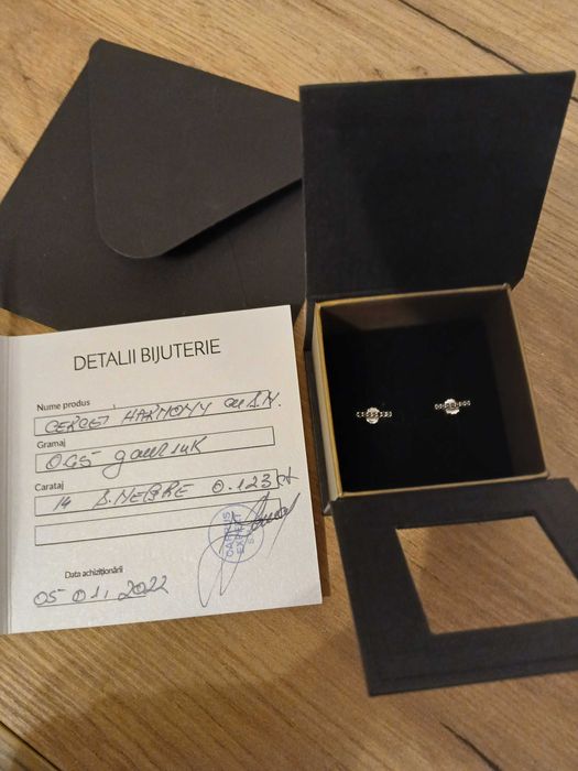 Cercei aur cu diamante negre