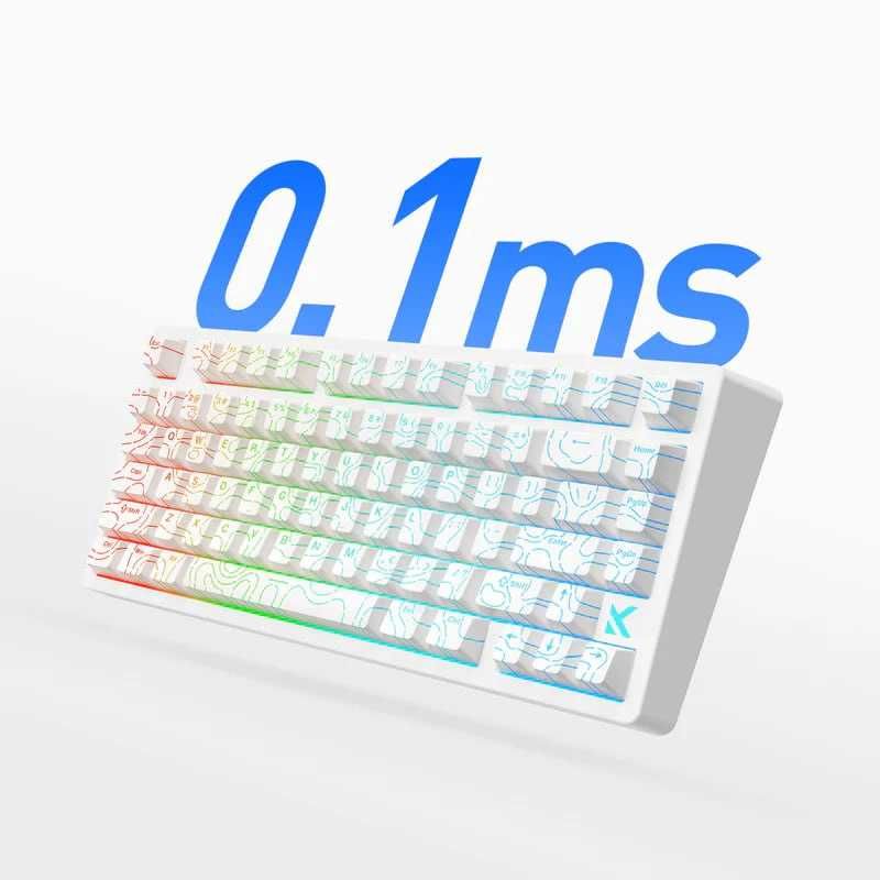 Gaming Klaviatura MCHOSE Jet75 Wireless Qora va oq  Topographic stilda