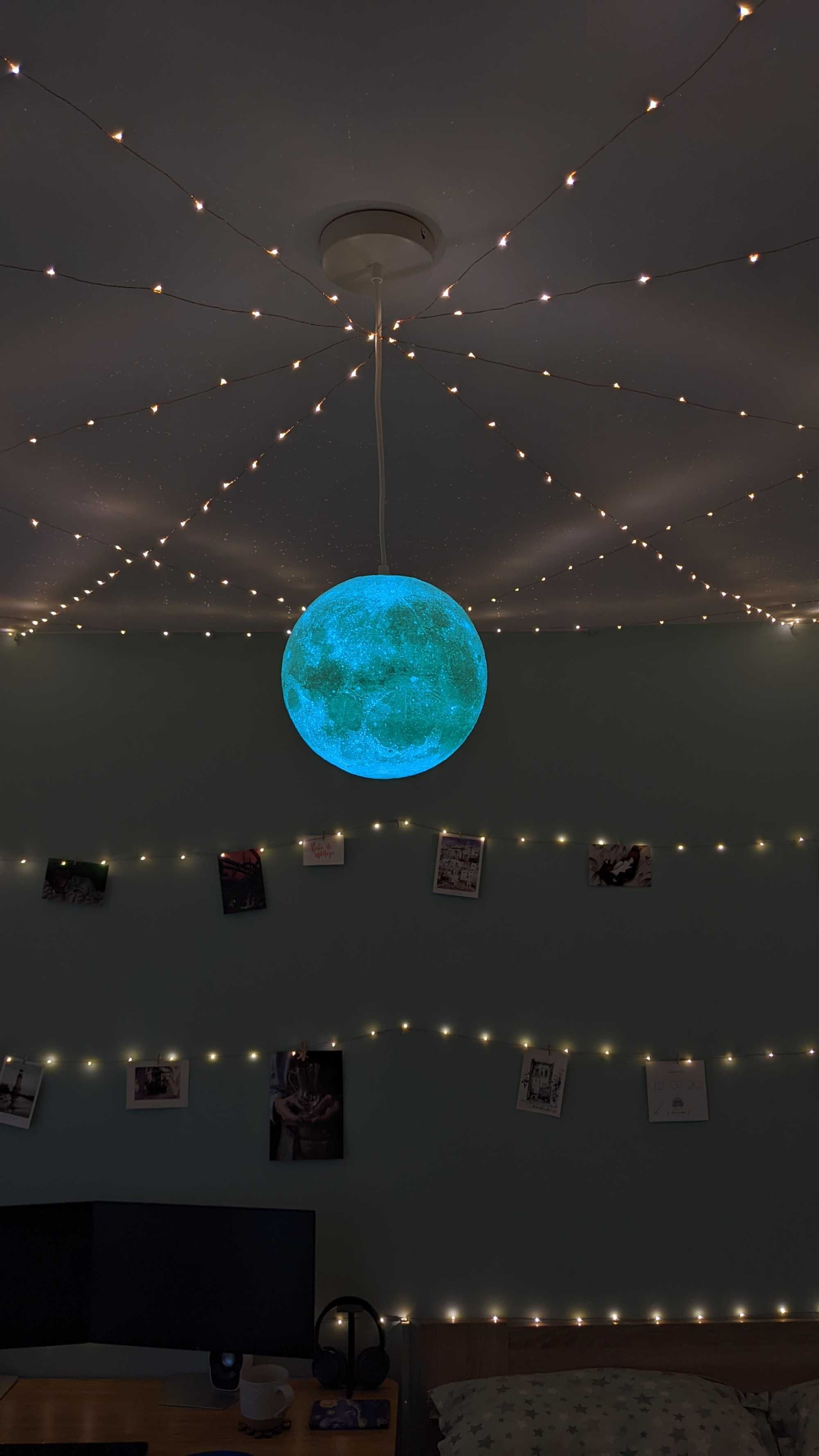 Litophane 3D Printed Moon Globe for Bedroom Lighting