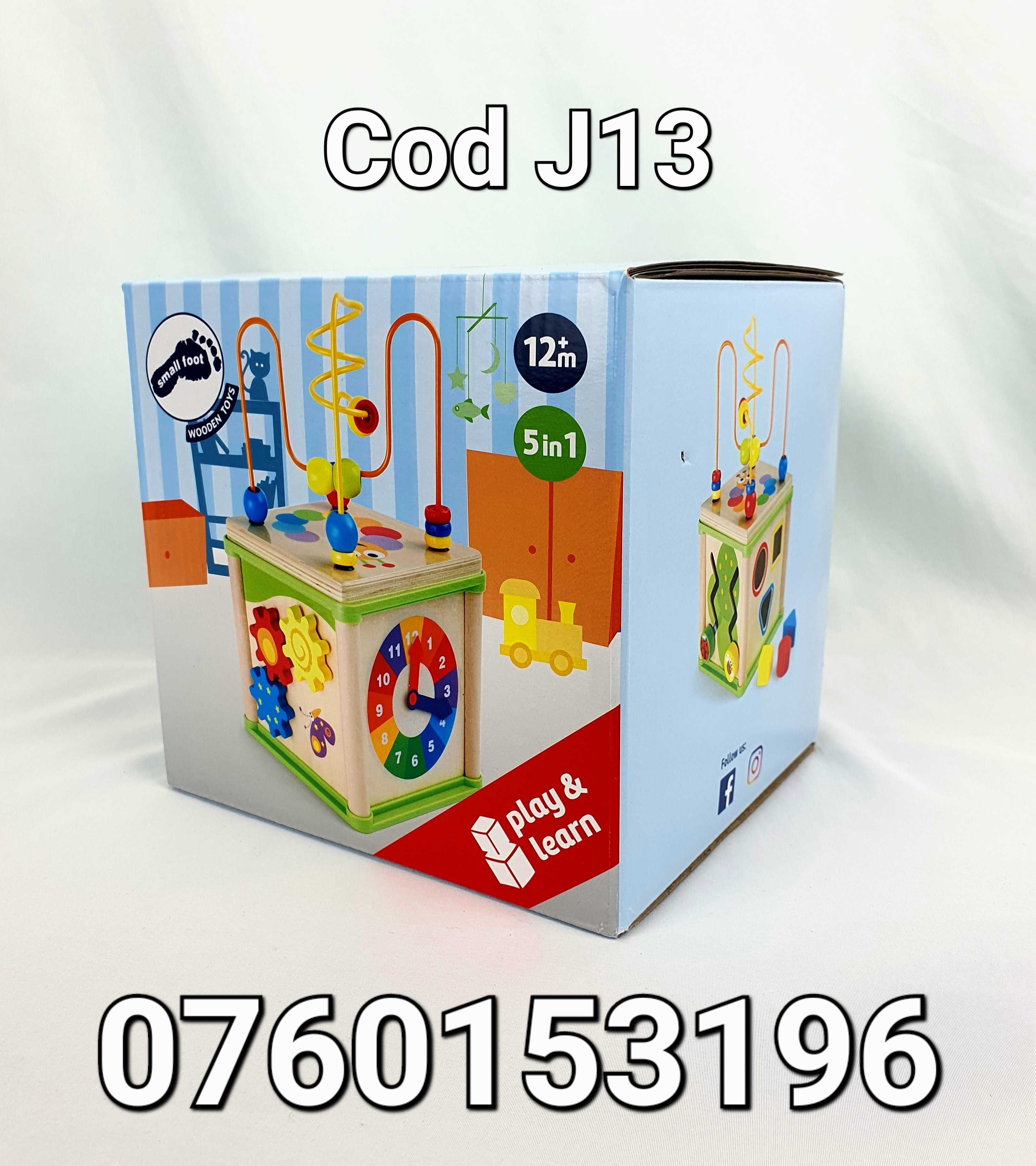 Cub de activitati Cu animale-Educativ-Cu ceas-Interactiv-Din Lemn- J13