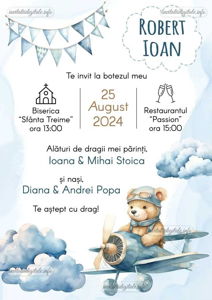 Realizez invitații zile de naștere, botezuri,evenimente