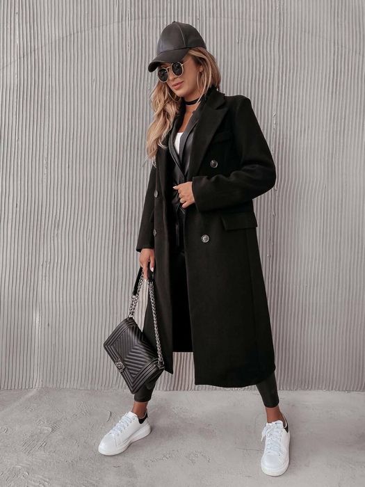 Дълго палто черно