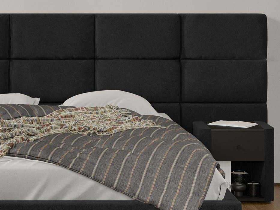 Pat tapitat Cico rabatabil 287x114 C2 din piele/stofa Negru Falcone 14