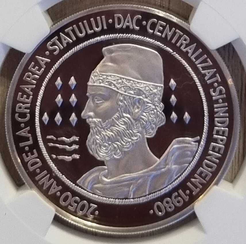 Set Staul Dac 1982: 500 lei aur, 100 lei argint gradate NGC PF 69 67