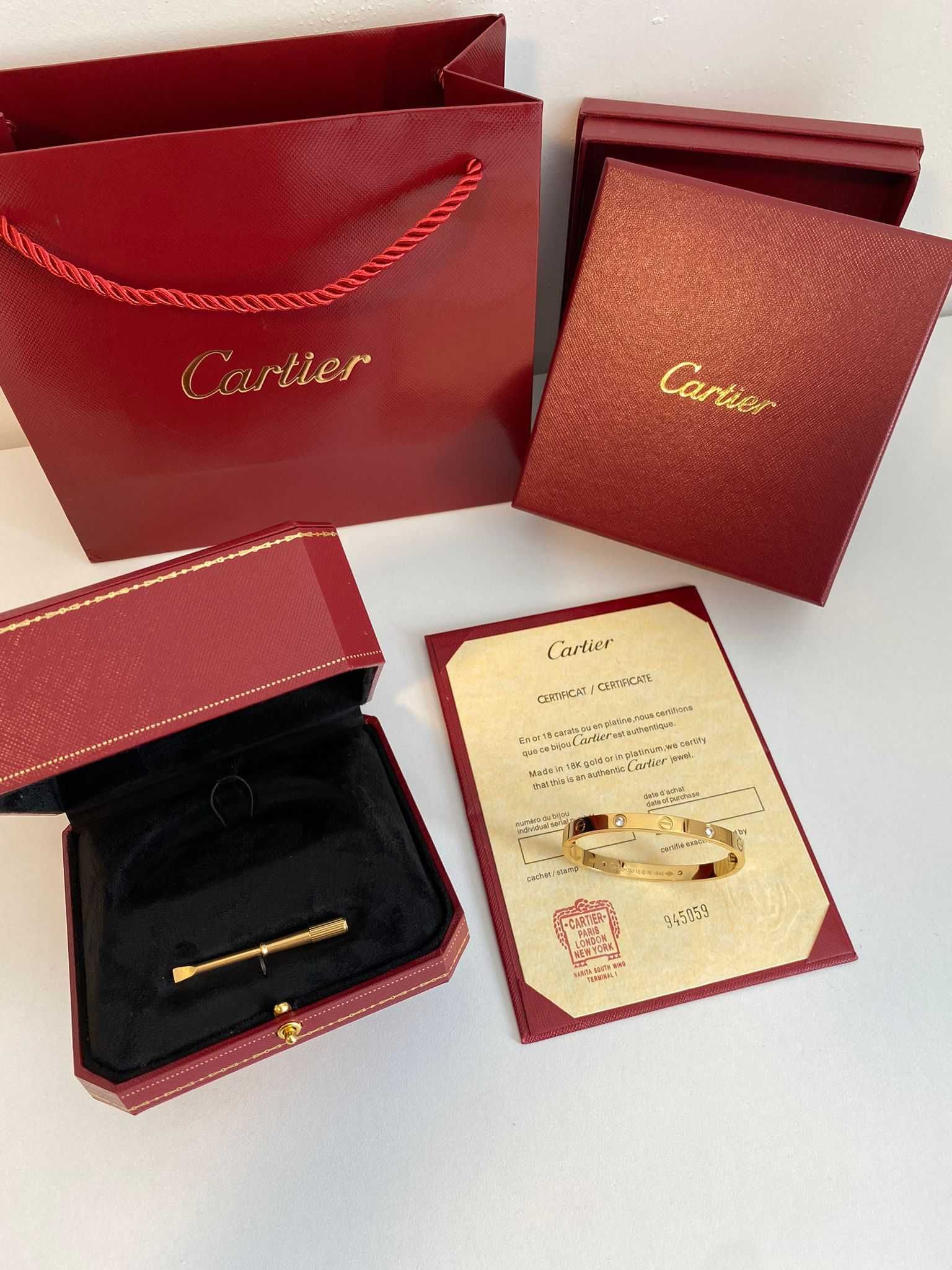 Brățară Cartier LOVE 21 aur 23K cu diamante