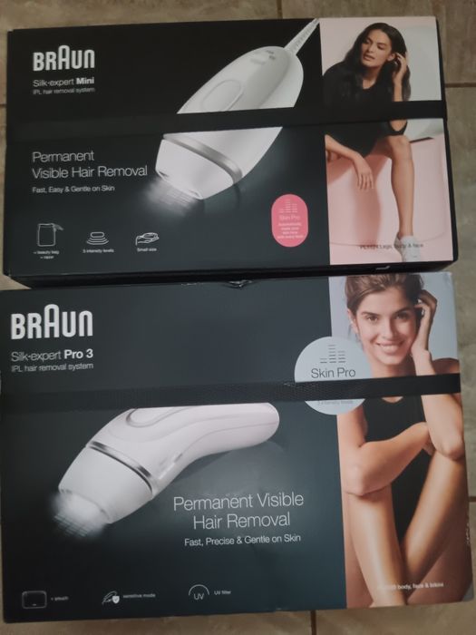 Epilator Silk expert Mini  și Pro 3 IPL hair renovat system