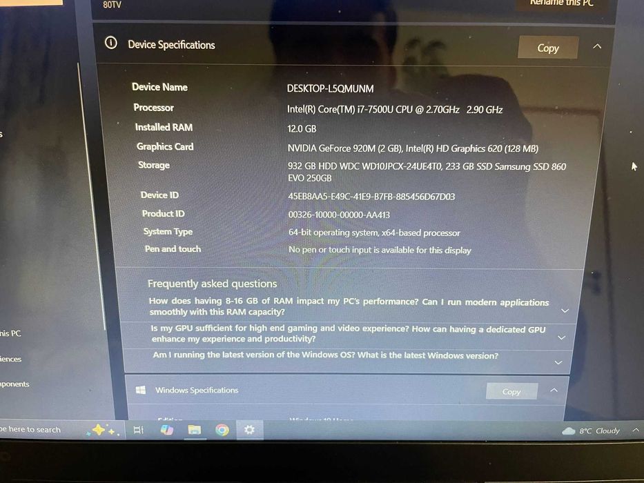 Lenovo IdeaPad 310 15IKB + incarcator original