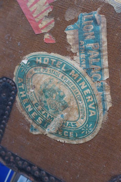 Cufar vechi de Calatorie Lemn Metal Carton Secol XIX-XX Vintage