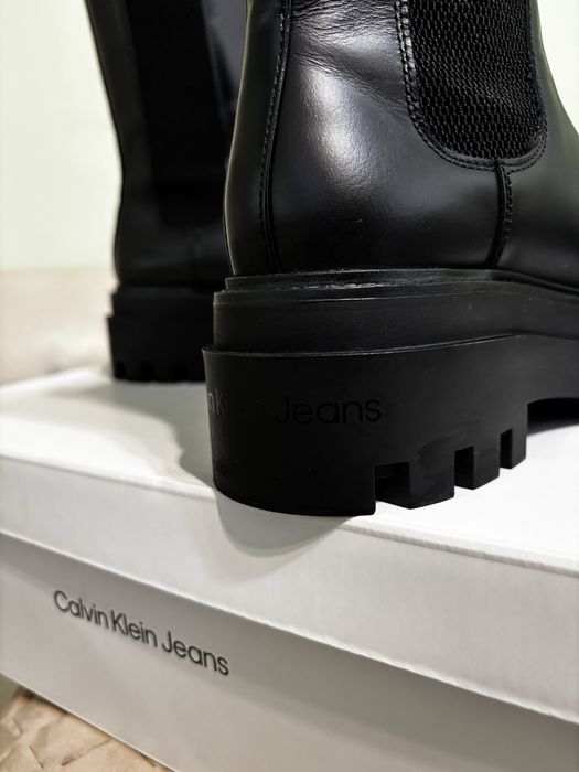 Дамски черни боти естествена кожа Calvin Klein Чисто Нови