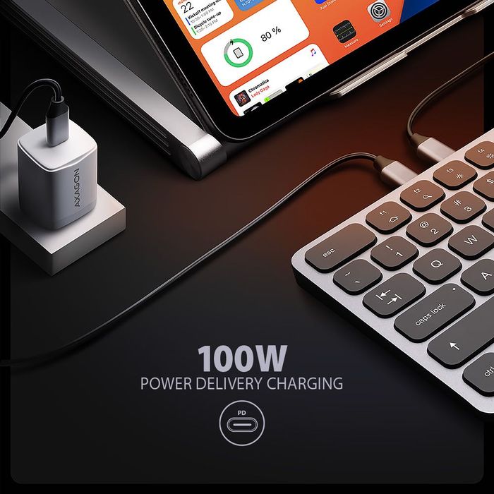 Tastatura Axagon HMC-KB-US, HUB USB, SD/ microSD, HDMI, PD, layout US