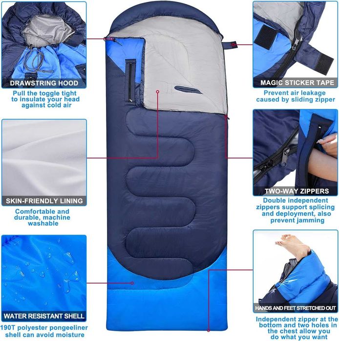 Sac de dormit 2 in 1, sac sau patura, 3 anotimp, REDUS de la 250 RON