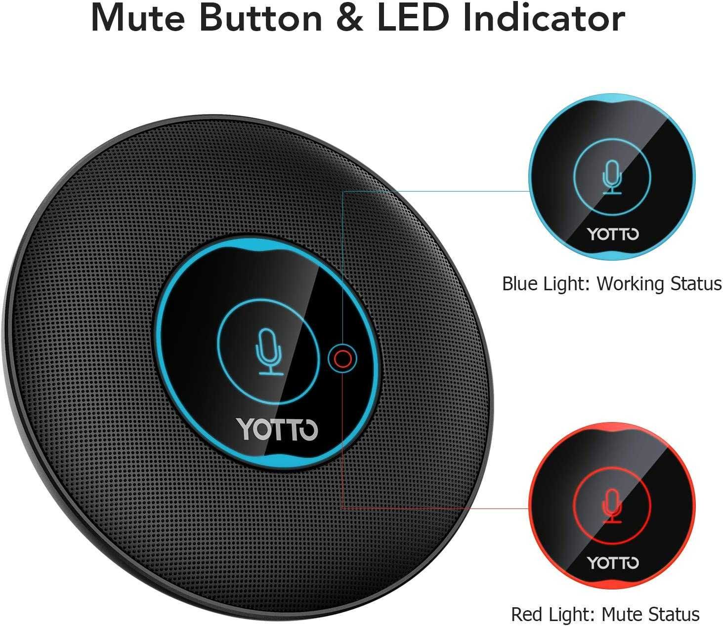 YOTTO USB конферентен микрофон за компютър, 360° многопосочен микрофон