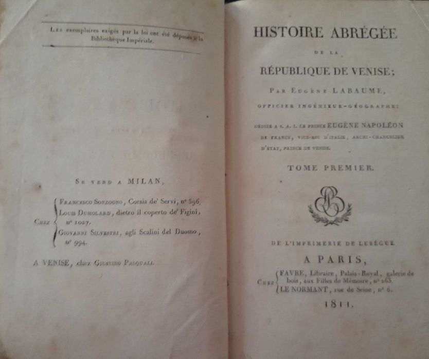 Histoire Abregee De La Republique De Venise,Labaume Eugène, 1811