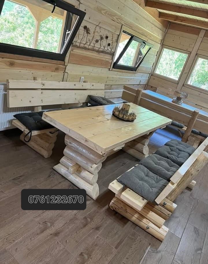 Mobilier rustic din lemn tratat