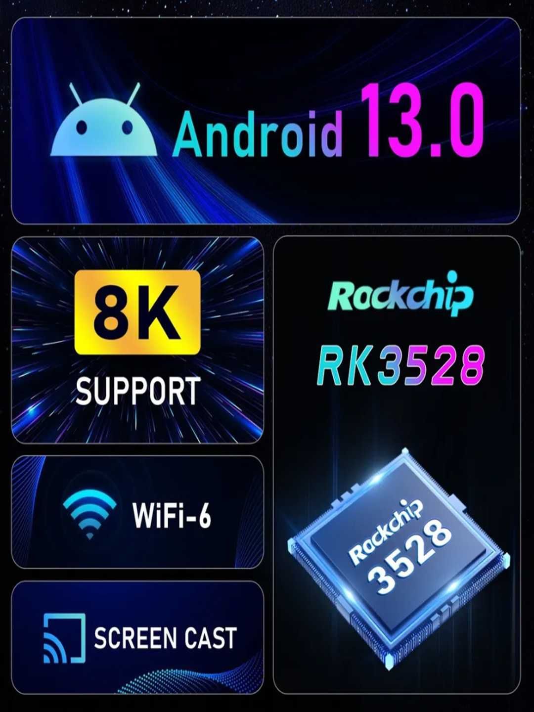 ТВ приставка,TV pristavka8K ULTRAHD WIFI 5G,Android13 TV98 RK3528,2-16