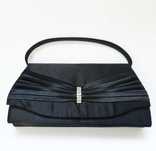 Geanta plic de seara, ocazi, petreceri, negru, satin, 23 x 11 cm