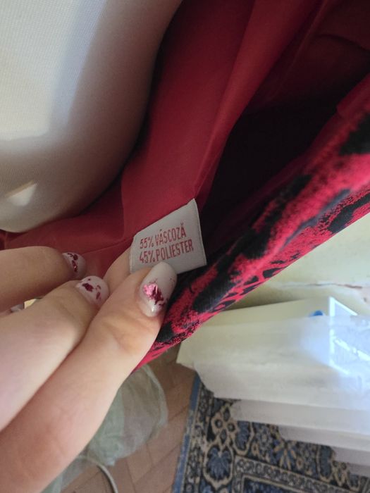 Balzer sacou roșu animalier, lung, Moda Aliss, M/L