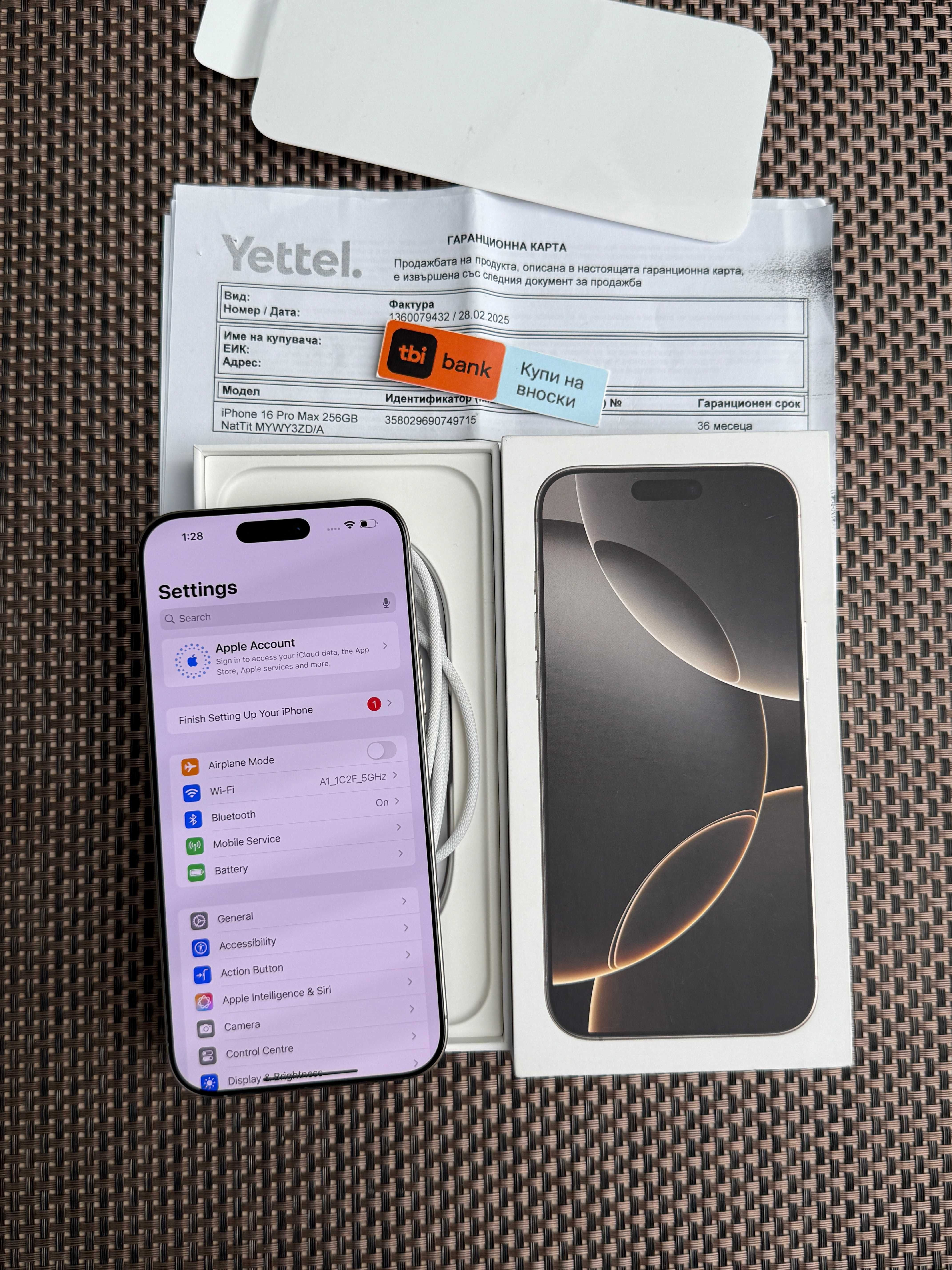 НОВ! 36М ГАР. iPhone 16Pro Max Лизинг от 84лв/м Natural Titanium 256GB