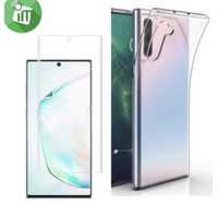 Samsung Note 10 10 Plus - Husa Din Silicon + Folie Silicon Curbata