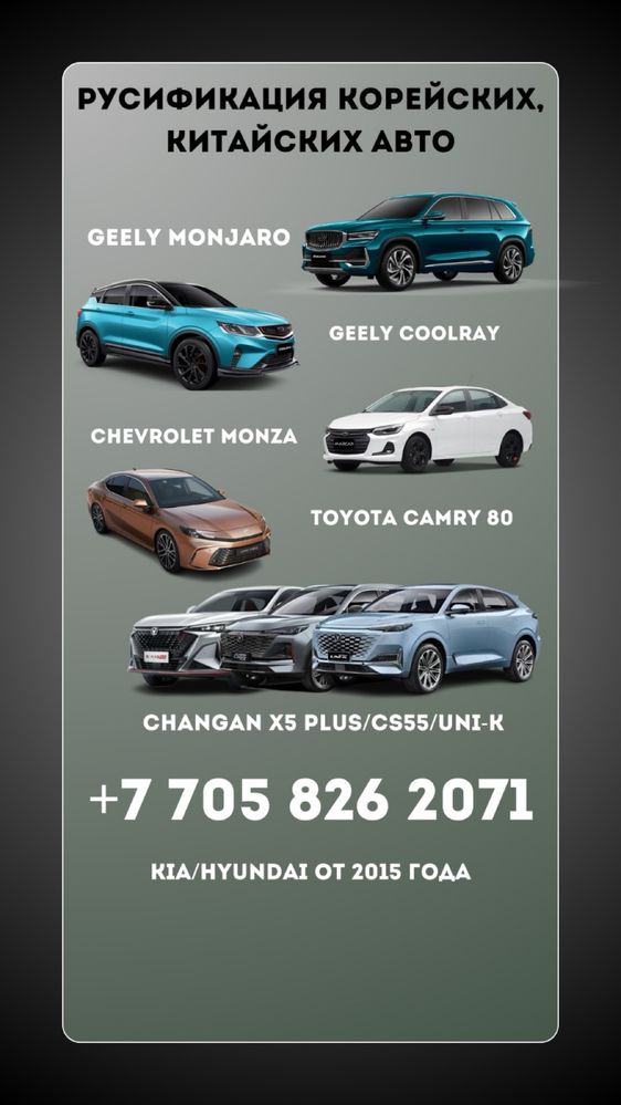 Русификация Changan Uni-K, CS 55/Plus, X5 Plus