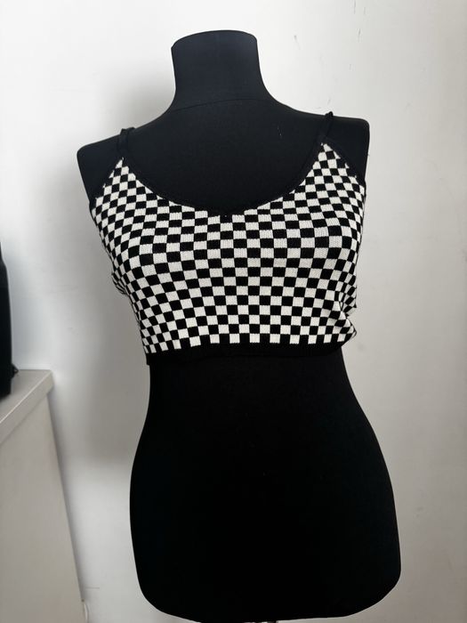 Terranova Black & White Checkered Crop Top