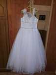Rochie albă de mireasă Gabriela de Luca + Colier + Cercei, 38M.