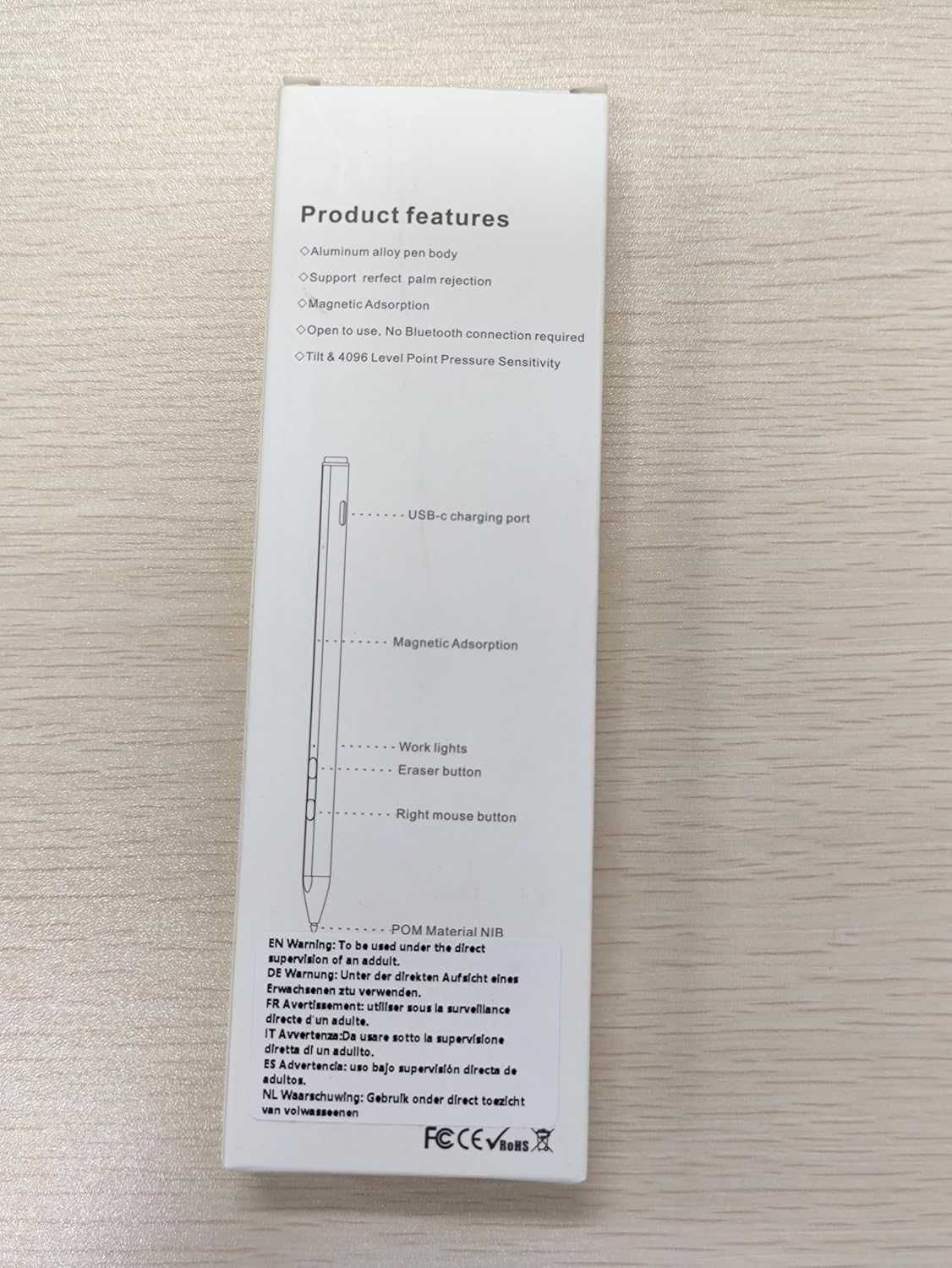 Surface Pen с тъч капачка отгоре, USB-C зареждане, 4096 натиск,гумичка