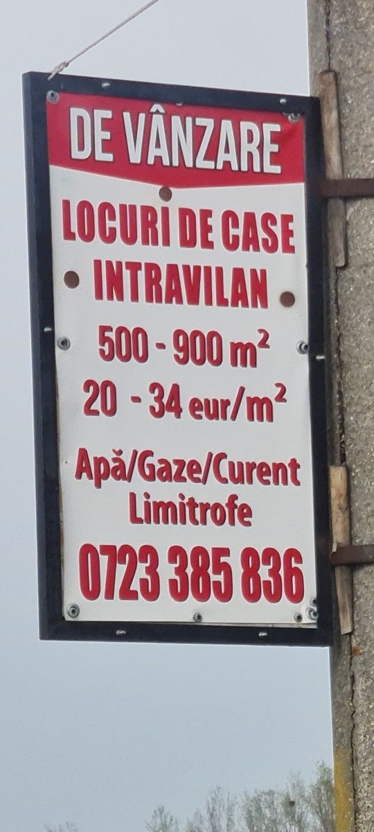 Locuri de casă teren intravilan suprafețe între 500 și 900 mp