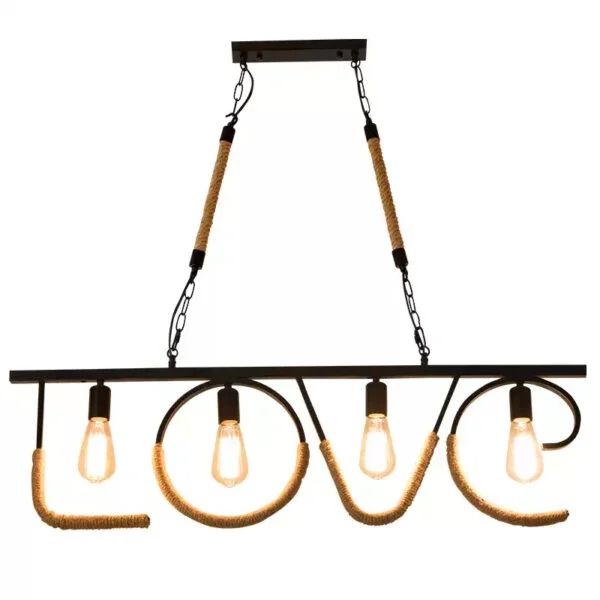 Candelabru Rustic Industrial Rope - LOVE