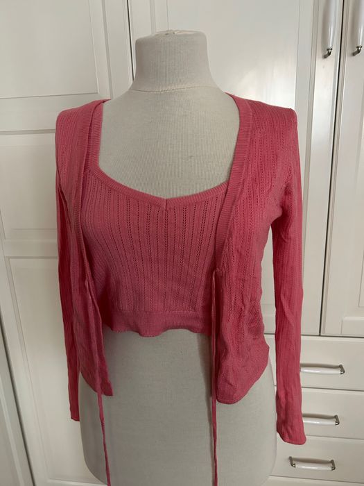 Compleu set cardigan si maieu camisola pointelle tricotat Threadbare